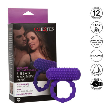 5 Bead Maximus Rechargeable Cock Ring - Image 4